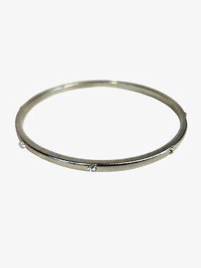 Vintage Bangle, Silver Tone, Stones, 2.63"